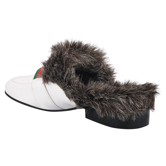 Mens Manmade Leather EEL Print Comfortable Fur Lining Slip On Party Mules main image 8
